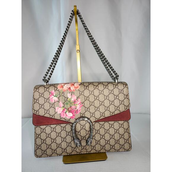 Gucci Dionysus Blooms Floral GG Supreme Canvas Shoulder Bag Medium Silver Chain - Picture 4 of 16